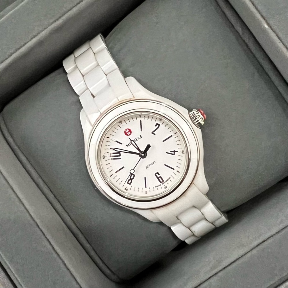 Michele 🤍 Jetway Watch in White Ceramic